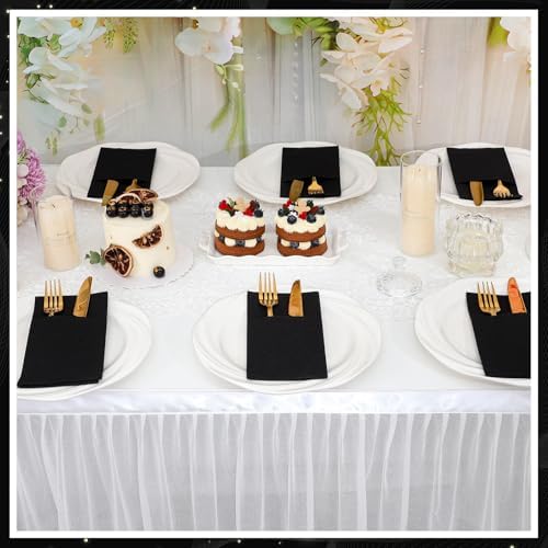 60 Pcs Black Linen-Feel Paper Napkins with Built-in Flatware Pocket, Pocket Linen Napkin Prefolded Cloth Like Paper Napkins Bulk for New Year Silverware Birthday Bathroom Weddings Party (Pack of 2) - Image 6