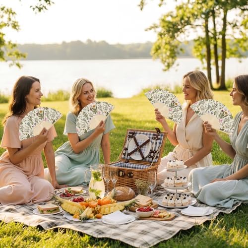 25 Pcs Wildflower Folding Hand Fan Bulk with Organza Bags - Image 5