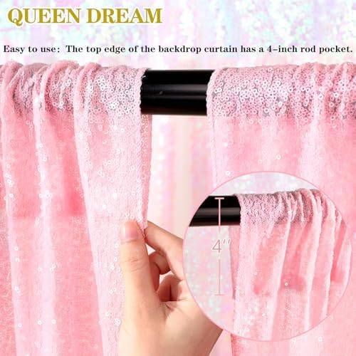 Pink Sequin Backdrop Drapes 4 Panels 2FTx8FT Glitter Backdrop Curtains - Image 5