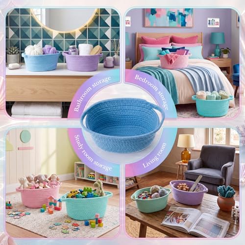LemonRoad 5 Pcs Pink and Blue Mermaid Empty Gift Basket with Handle 9x6x5'' - Image 5