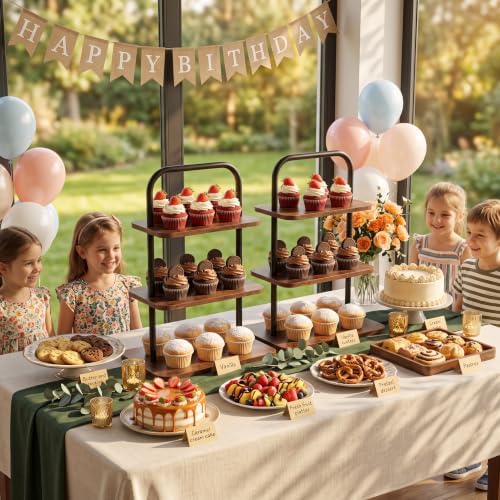 Wooden Cupcake Stand, 3 Tier Large Cupcake Tower Stand for 50 Cupcakes, Dessert Stand Display for Party, Wedding, Birthday, Halloween, Farmhouse Decor (Rustic-1Pack) - Image 4