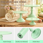 3 PCS Green Round Cake Stand Set, Multi Size Metal Cupcake Holders Stand for Birthday Wedding Banquets, Pastry Display Holders for Holiday Party Dessert Display Table Decor (8"/10"/12" Plate) - Image 5