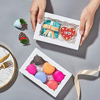 RomanticBaking 50 Pack White Cookies Boxes 7 x 4 3/8 x 1 1/2inches Auto-Popup Sturdy Bakery Boxes with Window,Macaron Boxes Hot Chocolate Bombs Boxes Cakesicle Boxes - Image 2