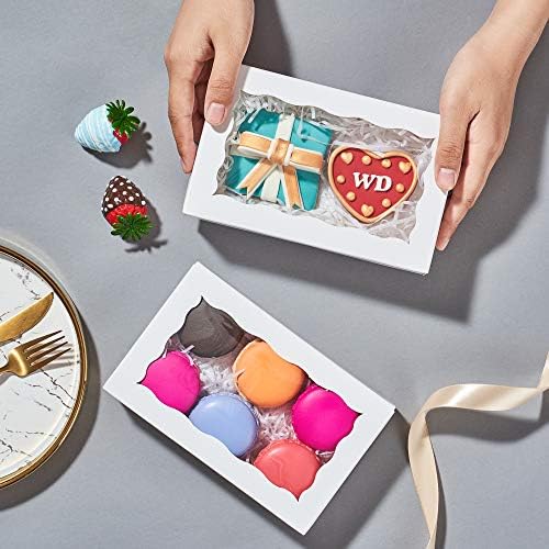 RomanticBaking 50 Pack White Cookies Boxes 7 x 4 3/8 x 1 1/2inches Auto-Popup Sturdy Bakery Boxes with Window,Macaron Boxes Hot Chocolate Bombs Boxes Cakesicle Boxes - Image 2