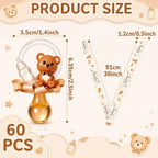 Coume 60 Pcs Baby Shower Pacifiers Necklace Cute Bear Bottle Acrylic Pacifiers Necklaces for Baby Shower Games Guests Gender Reveal Party Favors Prize Decorations DIY (Brown,Cute) - Image 4