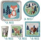 Woodland Animal Birthday Party Supply Set - 120 Piece Set - Image 7
