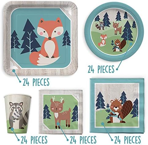 Woodland Animal Birthday Party Supply Set - 120 Piece Set - Image 7