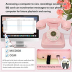 Audio Guest Book Wedding Phone with One-Touch Playback & Adjustable Volume for Wedding, Anniversary, Birthday Parties, Baby Shower(Pink S) - Image 4