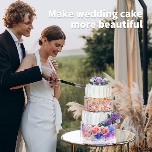 NPPLUS 3 Pcs Acrylic Round Cake Stand with Lid, Clear Fillable Cake Tier - Image 4