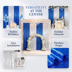 ShinyBeauty Blue and Silver Sequin Backdrop 4 Panels Shimmer Curtains Party - Image 4