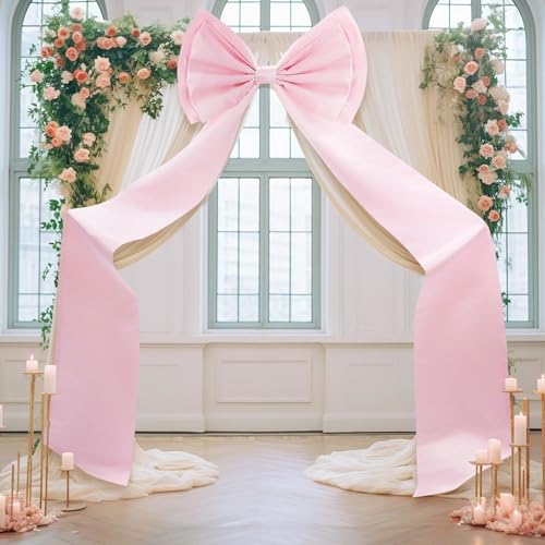 Giant Bow Decoration, 75x18 Inch Big Bows for Backdrop, Large Satin Ribbon Tie Bow for Wedding Engagement Baby Shower Bridal Christmas Birthday Party Wall Decor (Pink) by Unknown