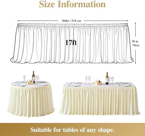 17ft Champagne Satin Table Skirt for Rectangle Table Teacher Desk Skirt - Image 4