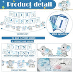 405 Pcs Blue Elephant Baby Shower Decorations, Plates Napkins Cups - Image 3
