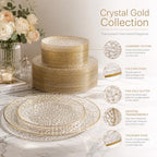 Rubtlamp 60Pcs Clear Gold Plastic Plates, Gold Glitter Disposable Plates, Hammered Plastic Plates Included 30 Dinner Plate And 30 Dessert Plates for Party - Image 4