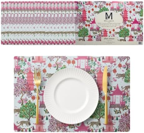 Paper Placemats Design – Takara Pink Pagoda Garden – Malabar Home - Image 2