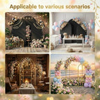 Toolterritary Set of 3 Metal Arch Backdrop Stand with Cover Set, (8FT, 7.2FT, 6.6FT Wedding Arch and Cover Set), Backdrop Arch for Party, Baby Shower, Birthday, and Graduation Ceremony - Image 3