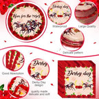Funnymoom 400 Pcs Derby Run for The Roses Party Supplies, Horse Racing Paper Plates Napkins Cups Cutlery Set, Western Cowboy Disposable Dinnerware for Preakness Party Bridal Shower, Serves 50 Guests - Image 3
