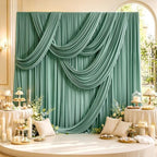 50ft x 15ft Grayish Green Backdrop Curtains for Wedding Parties, 10 Panels Extra Long Wrinkle Free Fabric Drapes Photo Backdrop for Baby Shower Birthday Stage Reception Lobby Decoration - Image 5