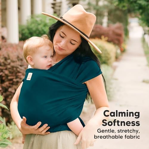 KeaBabies Baby Wrap Carrier, All in 1 Original Baby Carrier (Peacock Green) - Image 3