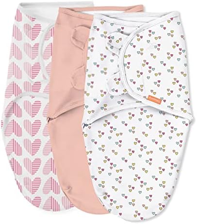 SwaddleMe Original Swaddle - Size Small/Medium, 0-3 Months, 3-Pack (Baby Hearts) Easy to Use Newborn Swaddle Wrap Keeps Baby Cozy and Secure and Helps Prevent Startle Reflex by SwaddleMe%C2%AE