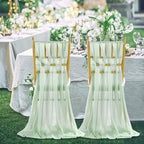 Sage Green Wedding Chair Sashes: 48 Packs 8ft Long Sheer Draping Fabric - Wedding Outdoor Church Chair Aisle Decor - Image 2
