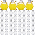 FoldTier 40 Pcs Bee Party Favors, 5 oz Mini Hexagon Honey Jars, Small Honey Dispenser with Leakproof Lids, Empty Refillable Container for Bee Themed Birthday Baby Shower Party Supplies by FoldTier