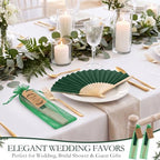 Roowest 50 Pack Paper Folding Fans Bamboo Wedding Favors, Dark Green - Image 5