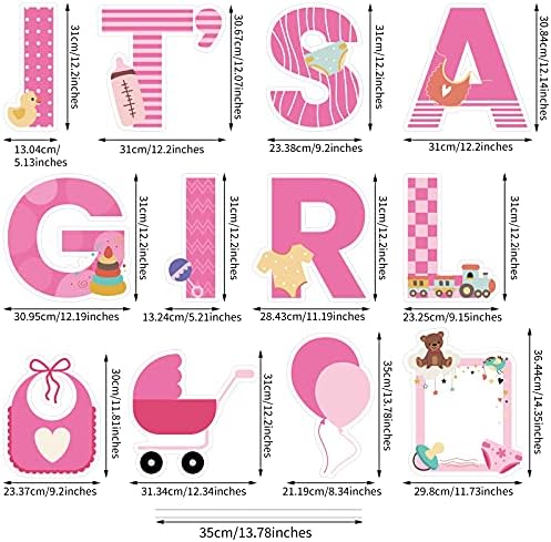 Elcoho 12Pcs Its A Girl Yard Sign with Stakes Stork Baby Shower Yard Sign Pink Gender Reveal Lawn Sign Welcome Home Yard Sign for Outdoor Baby Shower Party Decoration - Image 2