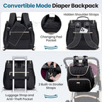 Tealari 4 in 1 Convertible Diaper Bag Backpack,Waterproof Baby Diaper Bag with Changing Pad,Converts into Baby Tote Bag,Diaper Backpack,Stroller Bag and Crossbody Diaper Bag - Image 4