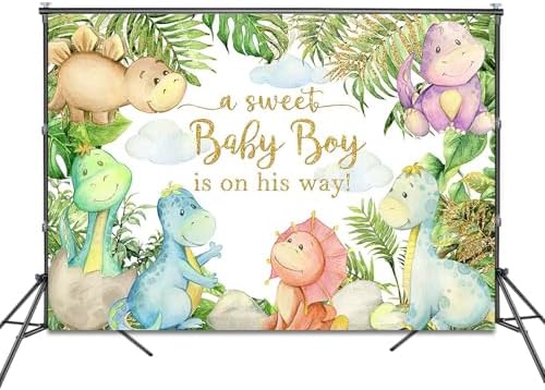 Dinosaur Baby Shower Backdrop 10x7ft Dinosaur It's a Boy Baby Shower Background Party Decorations Cartoon Dino Theme Banner Photo Booth Props - Image 2