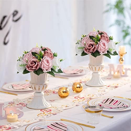Sziqiqi Pink Silk Flower Ball for Wedding Centerpiece - Fake Dusty Rose Flowers Artificial Floral Arrangement Center Piece Kissing Bouquet for Party Flores Artificiales para Decoracion - Image 5
