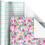 Hallmark Wrapping Paper Rolls for Graduation, Birthday, Wedding, Baby Shower - Flowers, Polka Dots, Happily Ever After Gift Wrap (Set of 6 Assorted Rolls: 180 sq. ft. ttl.) - Image 4