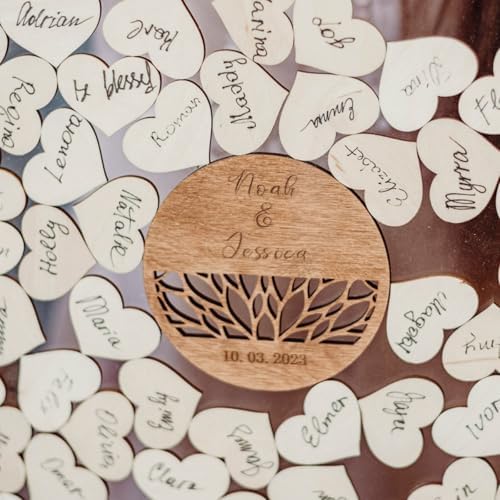 Wedding Guest Book Alternative Heart Frame Personalized Acrylic Sign Rustic Wooden Wedding Sign Guest Book for Wedding Reception,Anniversaries,Baby Showers,Decorative Plaques (25x40cm90hearts) - Image 7