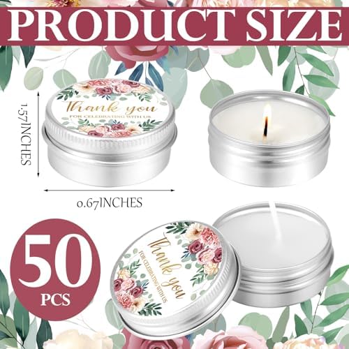 MTLEE 50 Pcs Wedding Candles Gift Favors for Guests 1 oz, Pink Rose - Image 6