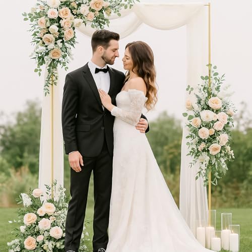Metal Wedding Arch Backdrop Stand 6.6x3.3 FT Gold Square Balloon Arch Frame for Ceremony Party Birthday Bridal Baby Shower Anniversary Arbor Balloon Decoration - Image 5