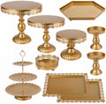 ZOOFOX 10 Pieces Gold Dessert Table Display Set, Metal Cake Stand Set with Lace Edge Pedestal, Cupcake Stands and Treat Serving Trays for Wedding, Birthday, Baby Shower Party Decorations by zoofox