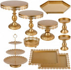 ZOOFOX 10 Pieces Gold Dessert Table Display Set, Metal Cake Stand Set with Lace Edge Pedestal, Cupcake Stands and Treat Serving Trays for Wedding, Birthday, Baby Shower Party Decorations by zoofox