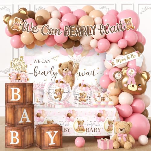 Pink Bear Baby Shower Decorations for Girl Bear Bear Theme Party Supplies by Unknown