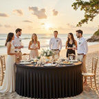 6 Pack Black Round Spandex Tablecloths, 6FT/72In Fitted Stretchy Table Cloth with Skirt, Washable Tablecloth, Circle Wrinkle Free Table Cover for Wedding Party Dining Banquet Events - Image 2