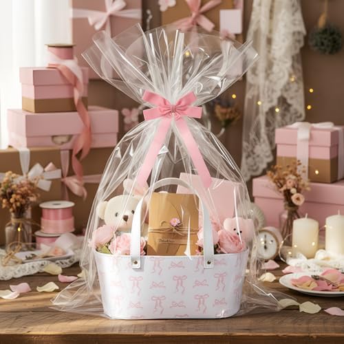 Wonderjune Leather Gift Basket Empty with Handles, 13.4 x 7.5 x 5.5 Inch - Image 5