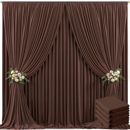 20ft x 10ft Brown Backdrop Curtain for Parties Wedding Brown Wrinkle Free Backdrop Drapes Panels for Baby Shower Gender Reveal Birthday Photo Photography Polyester Fabric Background Decoration by Suppromo
