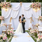 gogoparti 10x12ft White Backdrop Curtain for Wedding Parties, 2 Panels (5x12 ft Each) Wrinkle-Free Dackdrop Curtains, Silky Draping Fabric for Birthday Party, Baby Shower, Photo Background - Image 5