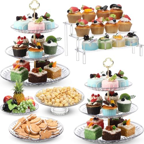 6 Pcs Acrylic Dessert Stand Set Tiered Tray Holder, Vivid Style by RimCereal
