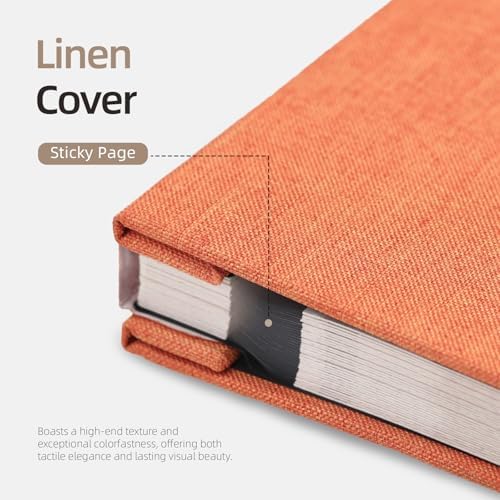 Vienrose Self Adhesive Photo Album, 60 Pages, 11 x 10.6 in, Orange - Image 5