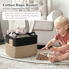 Goodpick 50L Large Woven Storage Basket for Organizing, Black & Jute - Image 2