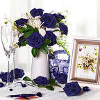 100 Pcs Artificial Rose Flowers, Navy Blue - Image 3