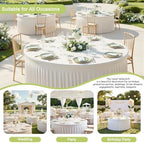 12 Pack 132inch White Round Tablecloth, Circle Stretch Table Cloths for 6 FT Tables, Wrinkle Free Round White Table Skirt for Wedding Birthday Photography Party Social Events Bridal Shower Decor - Image 4