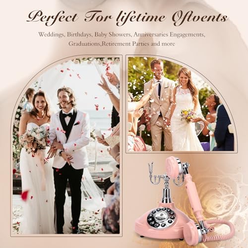 Wedding Phone Guest Book,Audio Guestbook,Vintage Wedding Guestbook Alternative,Audio Phone Guest Book for Wedding Baby Shower Retirement Graduation Birthday Party & More! (Pink) - Image 3