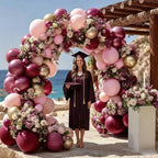 Burgundy Pink Balloon Garland Double Stuffed Pastel Light Pink Gold Balloon Arch Kit With Long Balloons for Birthday Graduation Bridal Wedding Baby Shower Party Decorations - Image 7