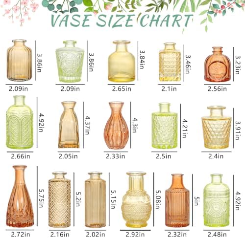 SUPMIND 16 Colored Glass Bud Vases, Small Flower Vase for Table Centerpiece - Image 2
